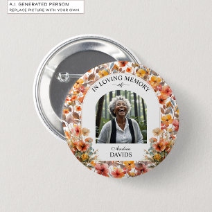 Herdenking aan het leven Bloemige rouwcadeau Ronde Button 5,7 Cm