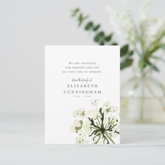 Herdenking Aquarel Botanicals Bloemige Elegante Ch Briefkaart (Staand voorkant)