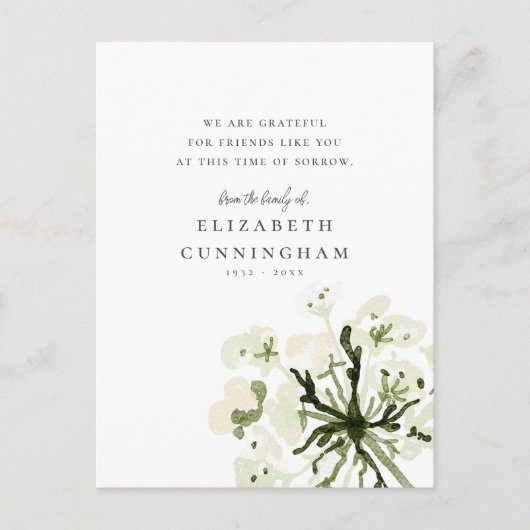 Herdenking Aquarel Botanicals Bloemige Elegante Ch Briefkaart (Voorkant)