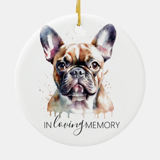 Herdenking aquarel Franse Bulldog ornament (Achterkant)