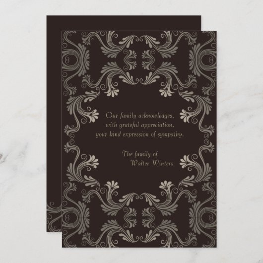 Herdenking Bereavement Dank u wel Bedankkaart (Voorkant / Achterkant)