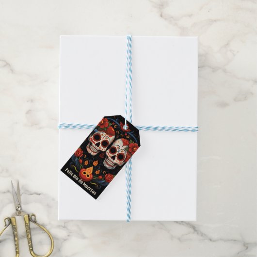 🌹Herdenking bloeit: Dia de Muertos 🌹 Cadeaulabel (Met Touw)