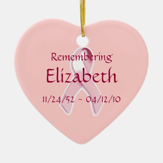 "Herdenking____" Borstkanker Keramisch Ornament (Voorkant)