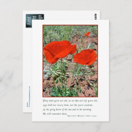 Herdenking Briefkaart (Voorkant / Achterkant)