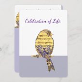 Herdenking Celebration Life Music Bird Musician Kaart (Voorkant / Achterkant)