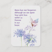 Herdenking Custom Memorial Keepsake Butterfly Visitekaartje (Voorkant)