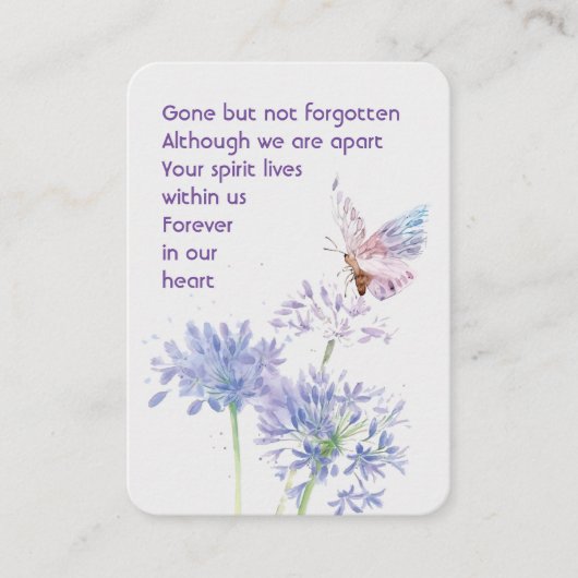 Herdenking Custom Memorial Keepsake Butterfly Visitekaartje (Voorkant)