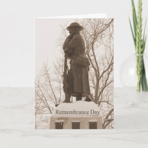Herdenking Dag-Standbeeld van Soldaat/Sepia Bedankkaart