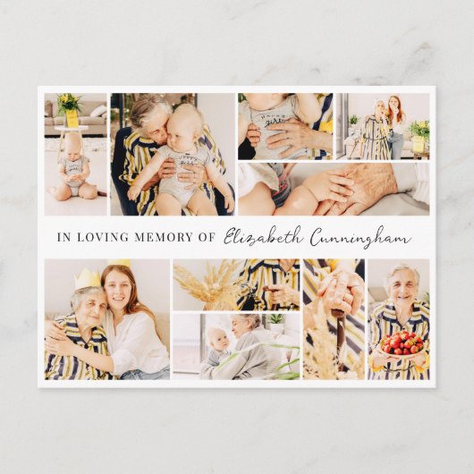 Herdenking Eenvoudig Minimalistisch Modern 10 Foto Briefkaart (Voorkant)