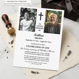 Herdenking Feest 2 Foto's Funeral Briefkaart
