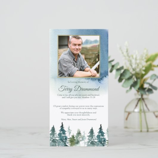 Herdenking Foto Bosbegrafenis Bedankkaart (Staand voorkant)