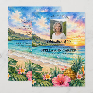 Herdenking Foto Hawaii Bloemstuk Begrafenis Kaart