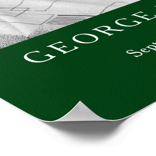 Herdenking foto motor begrafenis aangepast groen poster (Hoek)