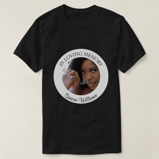 Herdenking Funeral Foto Naam T-Shirt (Design voorkant)