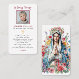 Herdenking Gebedskaart Maagd Maria Kruis Religieus Visitekaartje