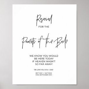 Herdenking gereserveerd ouders van de bruid liefde poster