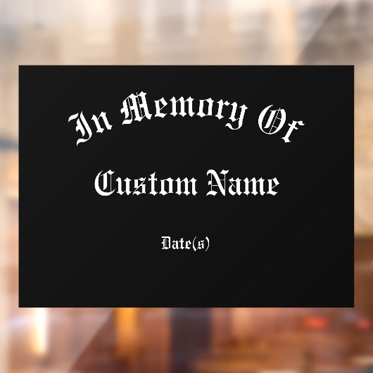 Herdenking: Giant Tribute Window Cling Raamsticker (Vel 2)