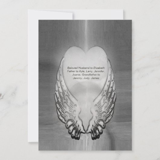 Herdenking | Gold Heart met Angel Wings Kaart (Achterkant)