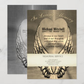 Herdenking | Gold Heart met Angel Wings Kaart (Voorkant / Achterkant)