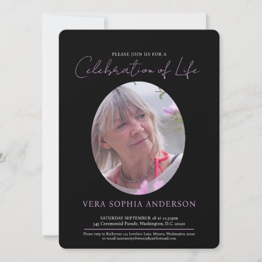 Herdenking hart ovaal foto zwart wit kaart (Voorkant)