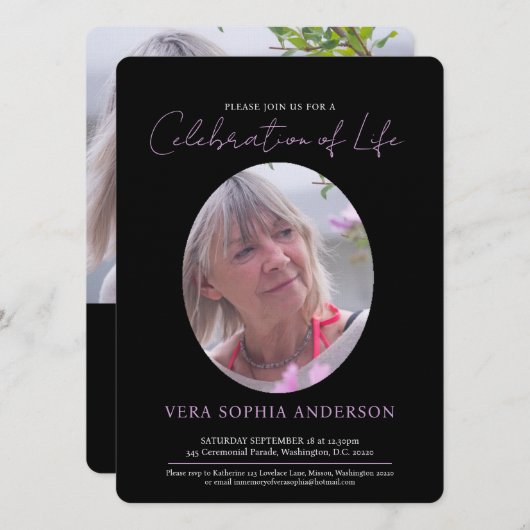 Herdenking hart ovaal foto zwart wit kaart (Voorkant / Achterkant)