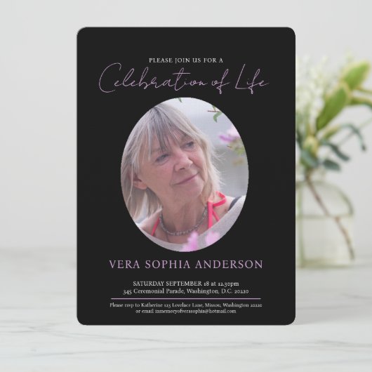 Herdenking hart ovaal foto zwart wit kaart (Staand voorkant)