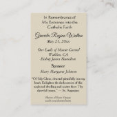 Herdenking Heilige Kaarten Beroep Geloof RCIA (100 Visitekaartje (Achterkant)