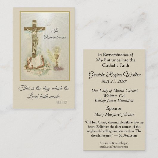 Herdenking Heilige Kaarten Beroep Geloof RCIA (100 Visitekaartje (Voorkant / Achterkant)