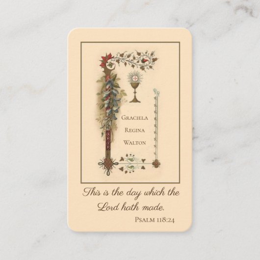 Herdenking Heilige Kaarten Hoogleraar Faith RCIA ( Visitekaartje (Voorkant)