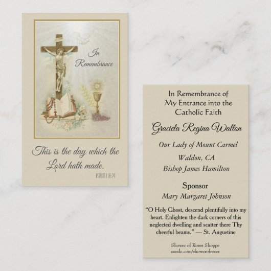 Herdenking Heilige Kaarten Hoogleraar Faith RCIA ( Visitekaartje (Voorkant / Achterkant)