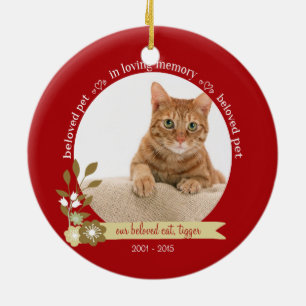 Herdenking huisdier met kerst aangepaste foto naam keramisch ornament