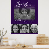 Herdenking in harten foto's uitvaart paars wit poster (Keuken)