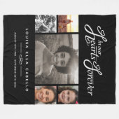 Herdenking in het hart voor altijd zwart fleece deken (Voorkant (Horizontaal))