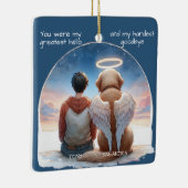 Herdenking jongen en hond  keramisch ornament (Rechts)