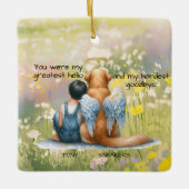 Herdenking jongen en hond keramisch ornament (Voorkant)