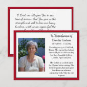 Herdenking Kaart voor begrafenis of gedenkteken (Voorkant / Achterkant)