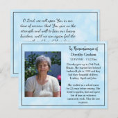 Herdenking Kaart voor begrafenis of gedenkteken (Voorkant / Achterkant)