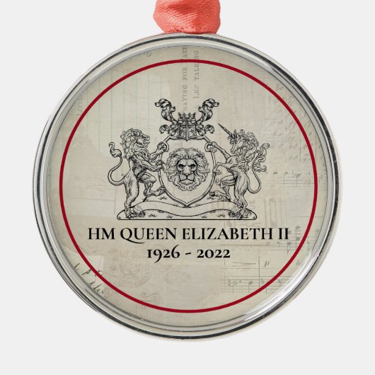 Herdenking koningin Elizabeth II 1926-2022 Metalen Ornament (Voorkant)