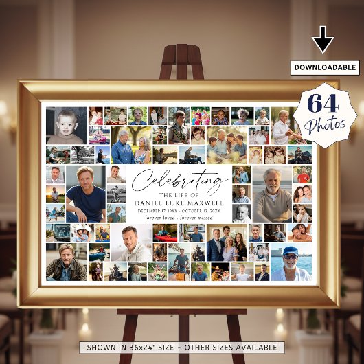 Herdenking levensviering 64 foto collage poster