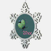 Herdenking Lime Green Ladybug Snowflake Tin Sneeuwvlok Ornament (Rechts)