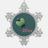Herdenking Lime Green Ladybug Snowflake Tin Sneeuwvlok Ornament (Voorkant)