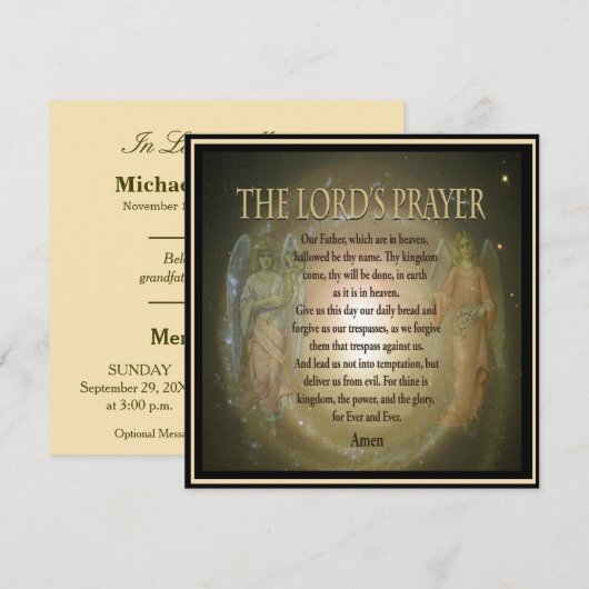 Herdenking | Lord's Prayer Kaart (Voorkant / Achterkant)