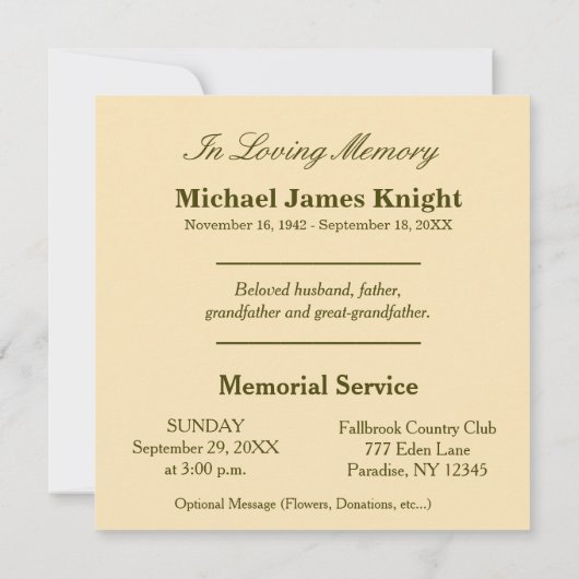 Herdenking | Lord's Prayer Kaart (Achterkant)