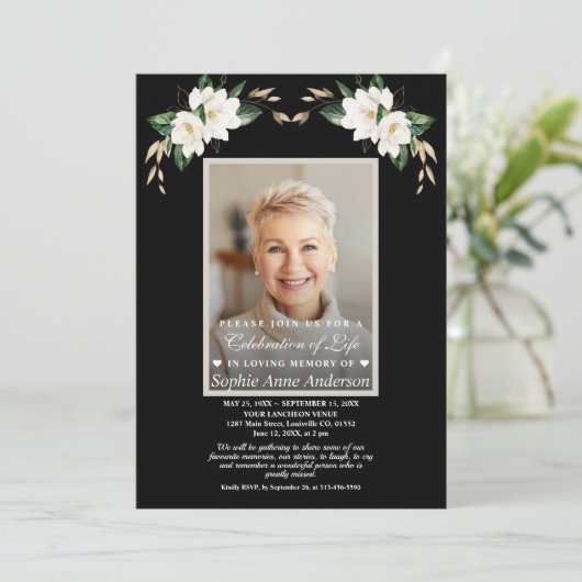 Herdenking Magnolia Foto Herdenkingskaart  Kaart (Staand voorkant)