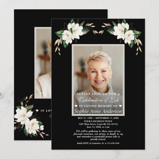 Herdenking Magnolia Foto Herdenkingskaart  Kaart (Voorkant / Achterkant)