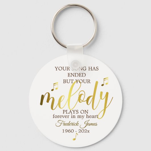 Herdenking Memorial Music Quote Sleutelhanger (Voorkant)