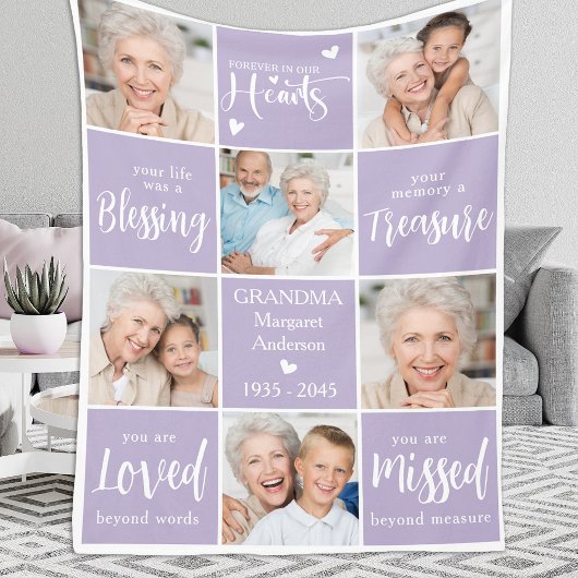 Herdenking Modern 6 Fotocollage Familie Herdenking Fleece Deken