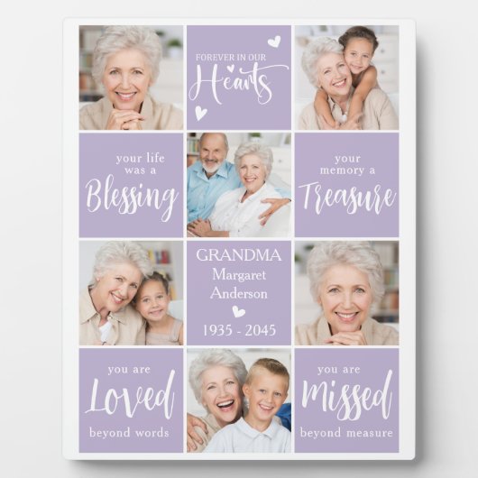 Herdenking Modern 6 Fotocollage Familie Herdenking Fotoplaat (Voorkant)