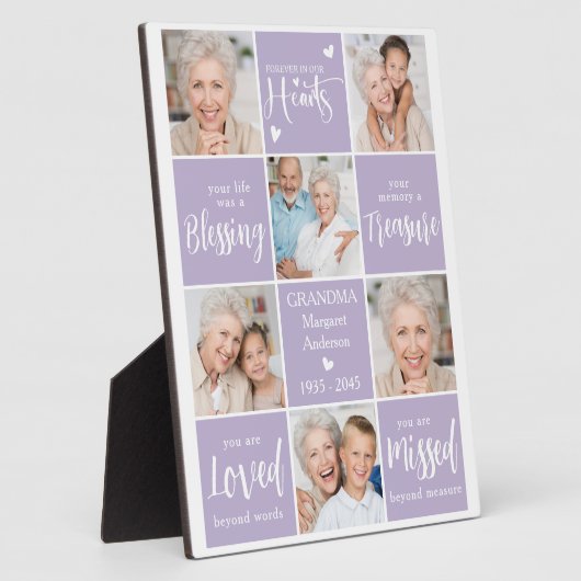 Herdenking Modern 6 Fotocollage Familie Herdenking Fotoplaat (Zijkant)