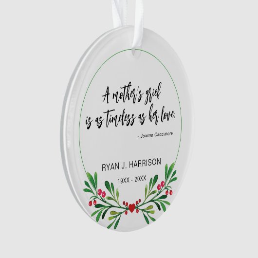 Herdenking Moederverdriet Groen Foto Keepsake Ornament (voorkant)